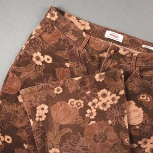 Wrangler Corduroy Fierce Flare High Rise Pants Womens 16x32 Floral Retro